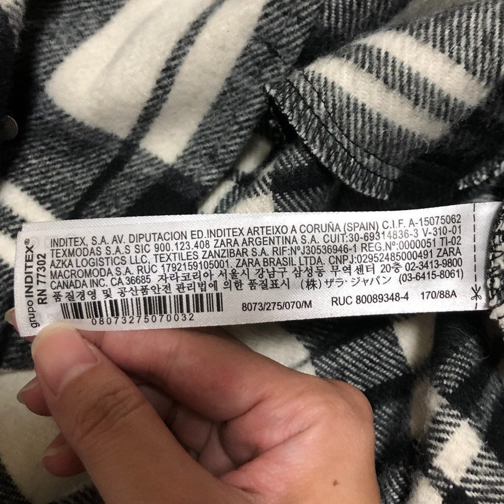 ZARA Black and White Plaid Oversized Shacket - Picture 12 of 13
